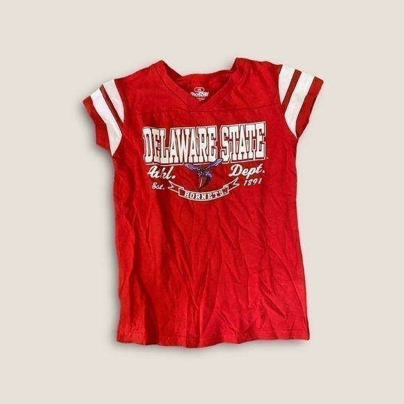 Delaware Stare Hornets Short Sleeve Tee Red Combo 4/5 - Picture 1 of 2